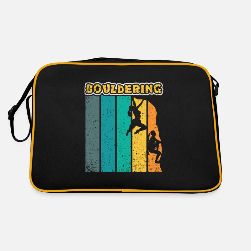 Bouldern Klettern Kletterer Boulderer Geschenk - Retro Tasche - Schwarz/Gold
