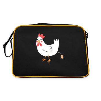 Chicken pooping an egg! - Retro Bag - black/gold - Back
