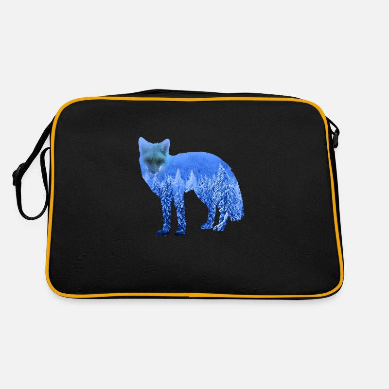 Double Exposure Tiere Polarfuchs Eisfuchs Geschenk Retro Tasche