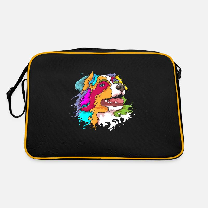 Australian Shepherd Aussie Liebhaber Splash Kunst Retro Tasche