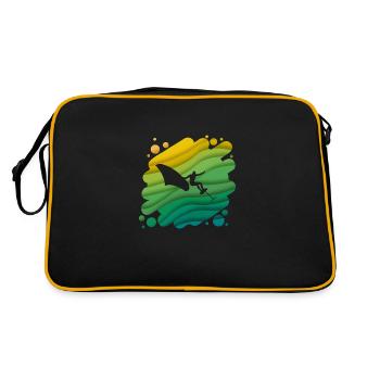 Double Exposure Wingfoiling Surfen Surfer Geschenk - Retro Tasche - Schwarz/Gold - Hinten