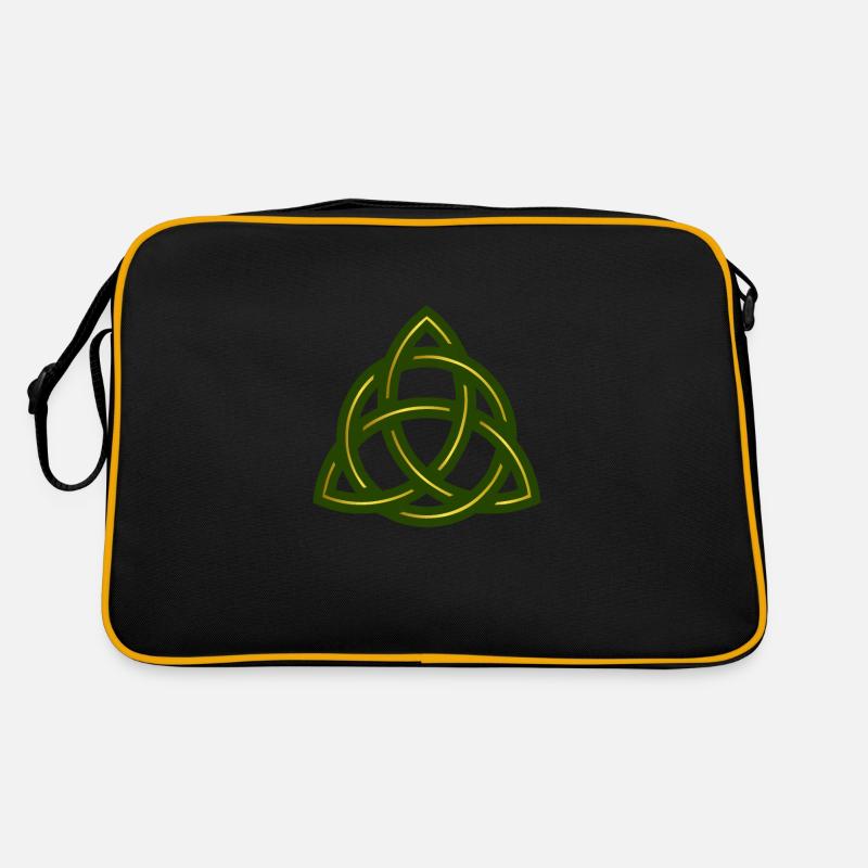 Keltisches Symbol Triquetra Trinity Knot Geschenk - Retro Tasche - Schwarz/Gold