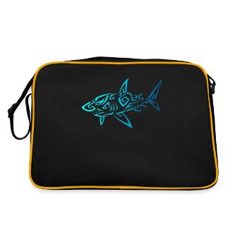 Hawaii Mano Tribal Shark Ocean Life Shark Geschenk - Retro Tasche - Schwarz/Gold - Hinten