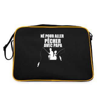 Né pour aller pêcher avec papa Naissance de bébé - Sac Retro - noir/or - Dos