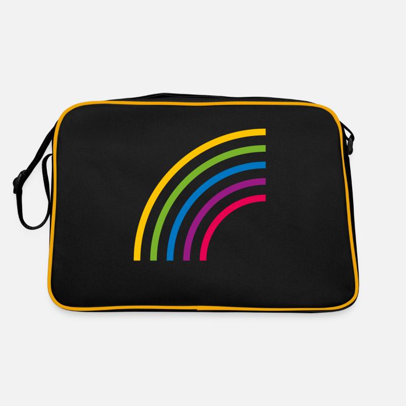 HALBER REGENBOGEN LINIEN - Retro Tasche - Schwarz/Gold