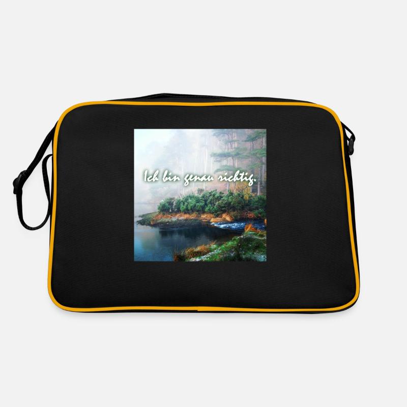 Ich bin genau richtig. - Retro Tasche - Schwarz/Gold