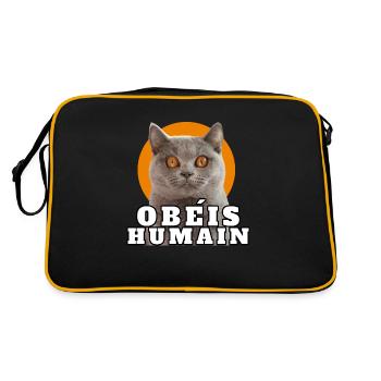 Cat dictator obeys human - Retro Bag - black/gold - Back