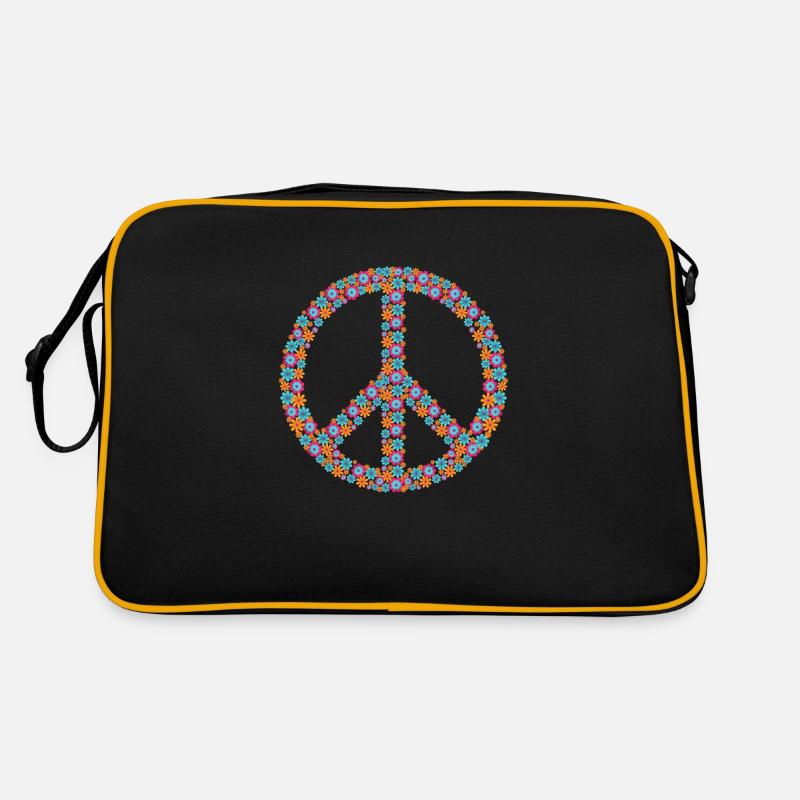 Frieden - Retro Tasche - Schwarz/Gold