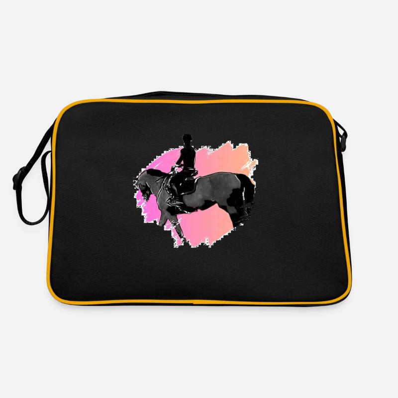 Pferd - Retro Tasche - Schwarz/Gold