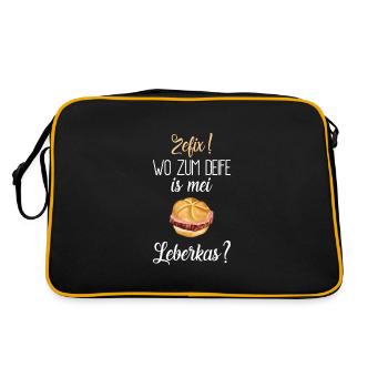 Zefix. Wo zum Deife is mei Leberkas? - Retro Tasche - Schwarz/Gold - Hinten