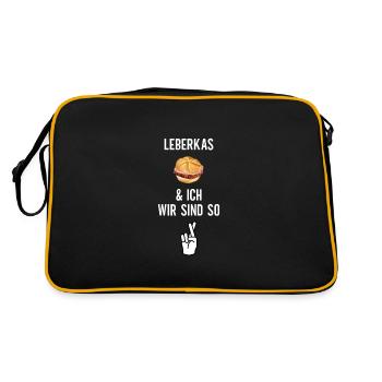 Leberkas und ich wir sind so - Retro Tasche - Schwarz/Gold - Hinten