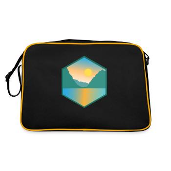 Fjord Norwegen Berg und See Geschenkidee - Retro Tasche - Schwarz/Gold - Hinten