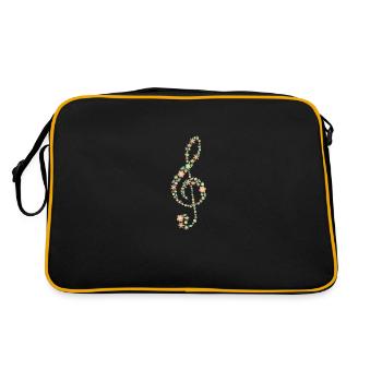 Violin Key Spring Flowers Music Lover - Retro Bag - black/gold - Back