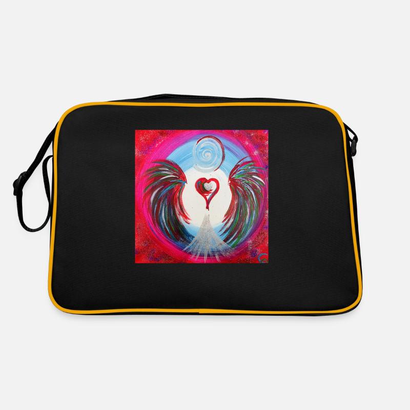 Herzengel "Seelenheil" - Retro Tasche - Schwarz/Gold