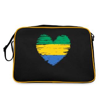 Gabon Heart Flag Flag Coat of Arms - Retro Bag - black/gold - Back
