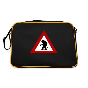 Panneau de danger Troll - Sac Retro - noir/or - Dos
