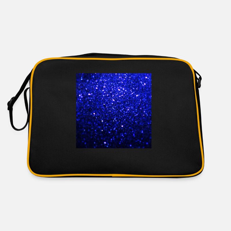 Funkelnde dunkelblaue Glitter - Retro Tasche - Schwarz/Gold