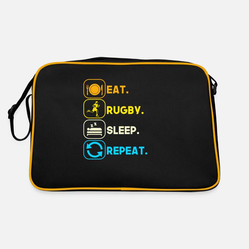 eat sleep rugby repeat - Retro Bag - black/gold