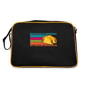 Funny Tacos Shirt - Tacos Are Important - Retro Bag - black/gold - Back