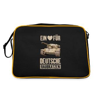 Ein Herz für deutsche Raubkatzen - Retro Tasche - Schwarz/Gold - Hinten