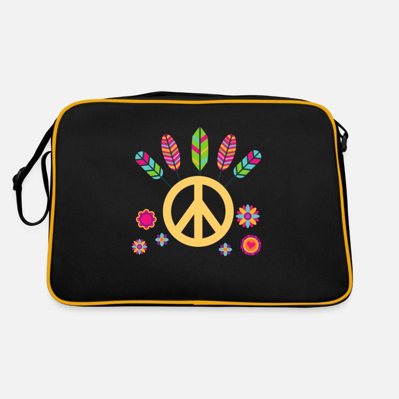 peace and love plume multicolore Sac Retro