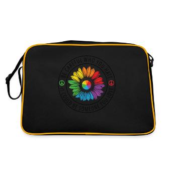 Love Liebe Gay Regenbogen LGBT Design - Retro Tasche - Schwarz/Gold - Hinten