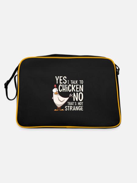 Yes I talk to chickens - Retro Bag - black/gold - Back