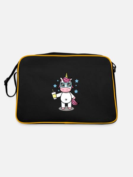 Einhorn cool Sonnenbrille - Retro Tasche - Schwarz/Gold