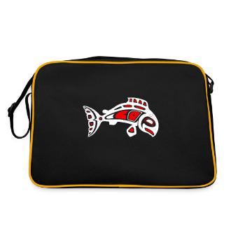 Haida-Lachs symbol Tribal Tattoo-Geschenkidee - Retro Tasche - Schwarz/Gold - Hinten