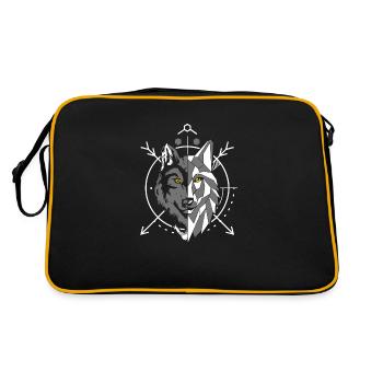 Geometric Grey Wolf in the Crosshairs - Retro Bag - black/gold - Back