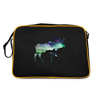 Double Exposure Tiere Elch Nordlicht Geschenkidee - Retro Tasche - Schwarz/Gold - Hinten