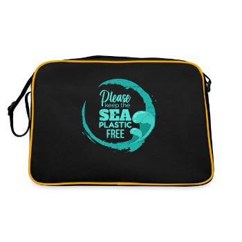 Please Keep the Sea Plastic Free Geschenkidee - Retro Tasche - Schwarz/Gold - Hinten