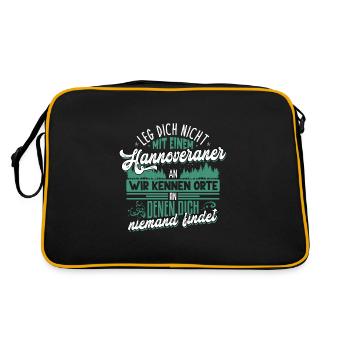 Leg dich nicht mit Hannoveraner an - Retro Tasche - Schwarz/Gold - Hinten