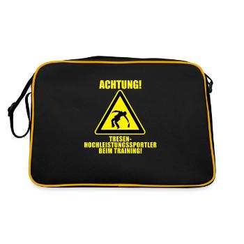 Tresen Hochleistung Saufen Bier Suff Lustig Alk - Retro Tasche - Schwarz/Gold - Hinten