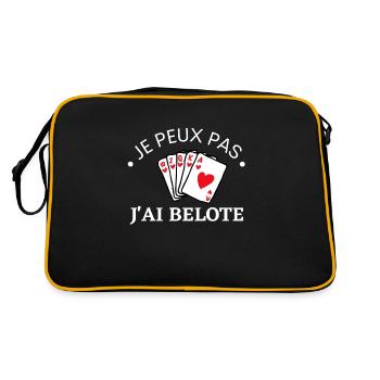 Je peux pas j'ai belote Cadeau humour jeu de carte - Sac Retro - noir/or - Dos