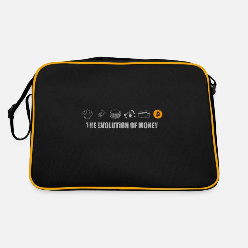 The Evolution of Money Bitcoin Cryptocurrency BTC - Retro Bag - black/gold