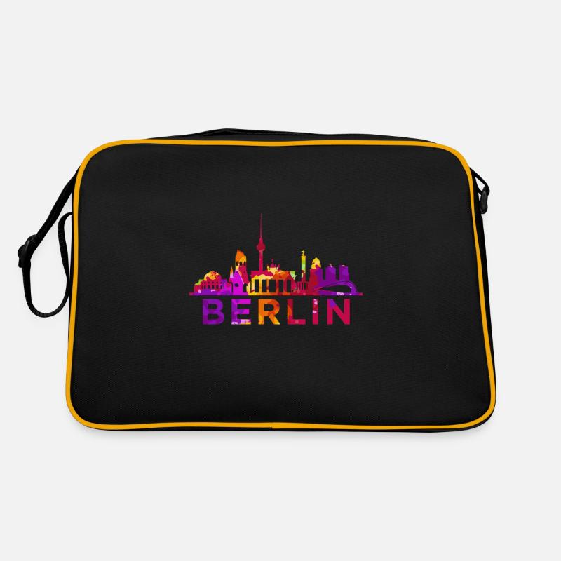 Berlin Skyline Impression Souvenir Geschenkidee - Retro Tasche - Schwarz/Gold