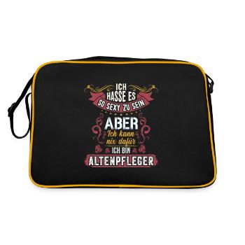 Altenpfleger Altenpflege Pflege Krankenpfleger - Retro Tasche - Schwarz/Gold - Hinten