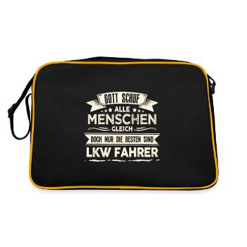 Gott schuf LKW Fahrer anders Trucker - Retro Tasche - Schwarz/Gold - Hinten