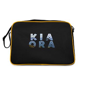 Double Exposure Kia Ora Ozean Neuseeland Geschenk - Retro Tasche - Schwarz/Gold - Hinten