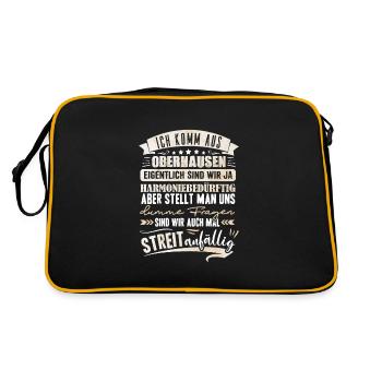 Oberhausener sind harmoniebedürftig NRW - Retro Tasche - Schwarz/Gold - Hinten