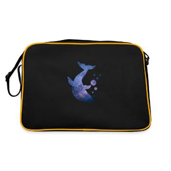 Double Exposure Whale Star Starry Sky Geschenkidee - Retro Tasche - Schwarz/Gold - Hinten