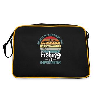 Angeln Angeln ist wichtiger - Retro Tasche - Schwarz/Gold - Hinten