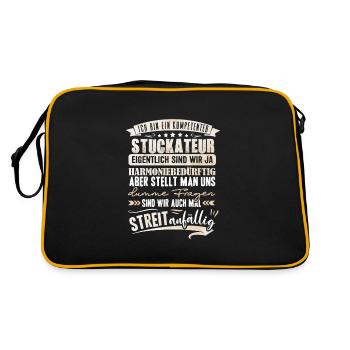 Kompetenter Stuckateur Gipser - Retro Tasche - Schwarz/Gold - Hinten