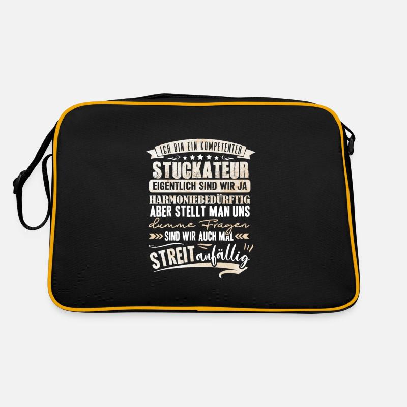 Kompetenter Stuckateur Gipser - Retro Tasche - Schwarz/Gold