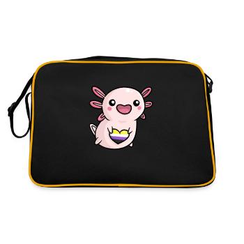 Sweet Axolotl Nonbinary Queer Flag Flag LGBTQ - Retro Bag - black/gold - Back