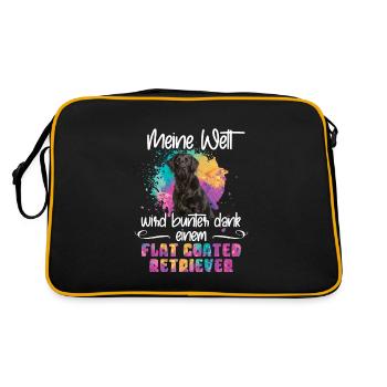 Dank meines Flat coated retriever Hund - Retro Tasche - Schwarz/Gold - Hinten