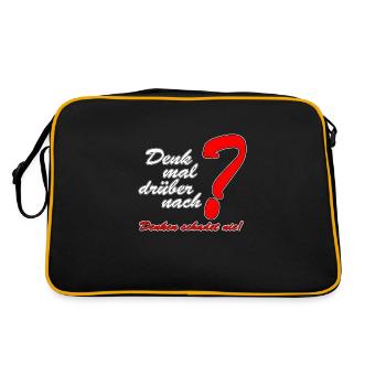 Denken schadet nie - Retro Tasche - Schwarz/Gold - Hinten