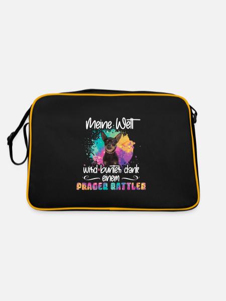 Welt wird bunt dank Prager Rattler Hund - Retro Tasche - Schwarz/Gold