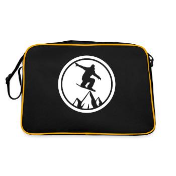 Snowboard Snowboarder Ski - Retro Tasche - Schwarz/Gold - Hinten